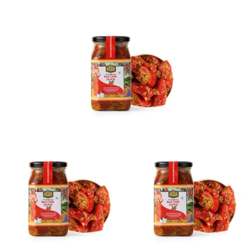 Image of THE LITTLE FARM CO Stuffed Red Chilli Pickle 400g | Homemade Bharwa Lal Mirch Ka Achar With Spicy Flavour Made With Less Mustard Oil | No Added Preservatives & No Garlic | Mirchi Achar (Pack of 3)