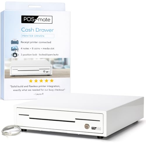 POS-mate Cash Drawer – Printer Driven - RJ12 Connection (Gloss White)
