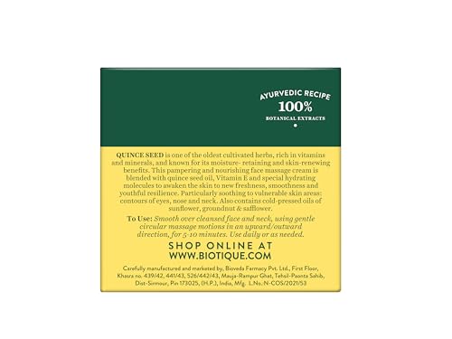 Biotique Quince Seed Anti Aging Face Massage Cream For Normal To Dry Skin, 50gm