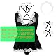 HOTSO Damen Sexy Spitze Maid Outfit Cosplay Kostüm Lingerie Kleid, Sexy Französisch Maid Nachtwäsche, Transparente Teddy Spitze Negligee V-Ausschnitt Unterwäsche Rollensipiel Bodysuits
