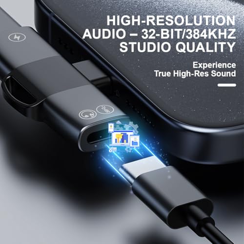 Image of Verilux 2-in-1 USB-C Audio & Charging Adapter Aluminum Alloy High-Resolution Sound, Dual USB-C Ports for Charging & Audio, Compatible with Smartphones, Tablets & Laptops