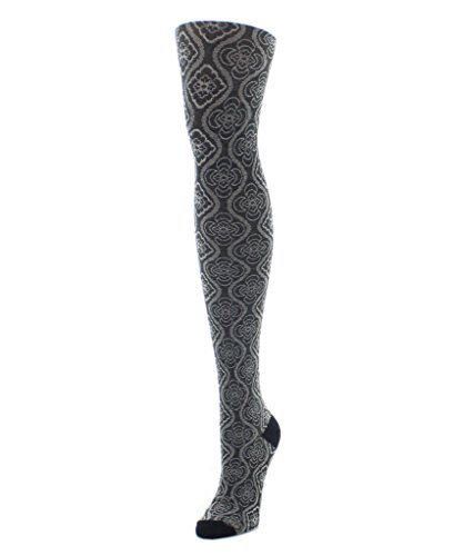 MeMoi Sweater Tights | Patterned Tights | Trellis Patterned Black Medium/Large