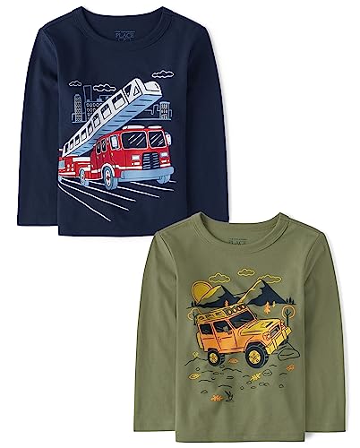 The Children's Place Baby-Boys and Toddler Dino,Animals,Sharks Long Sleeve Graphic T-Shirts,2 Pack