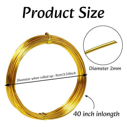 Image of Aluminum Craft Wire, 33 Feet Bendable for Jewelry Making, Sculpting, Floral, Wreath, Crafting, Wire Wrapping, Beading Wire, Christmas Ornaments (Gold, 18 Gauge)