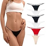 Topvee 6 Pack T Back Thong for Women Seamless Underwear G String Thongs Stretch Sexy Cotton Panties