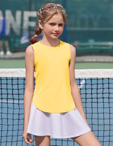 Image of Zaclotre Girls Athletic Tank Tops High-Low Hem Loose Fit Summer Top Kids Sleeveless Sport Shirts 5-14 Years