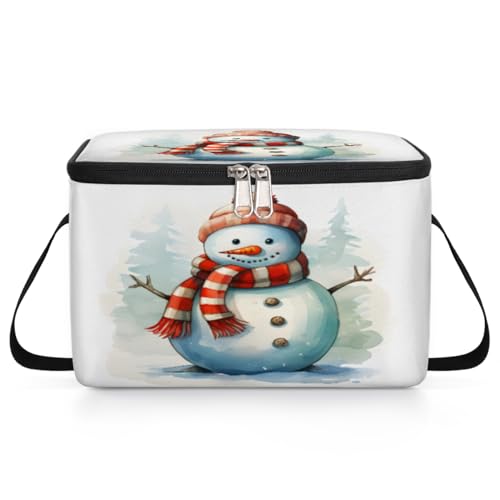 GzLeyigou Lovely Snowman Winter Lunch Bags for Women Men 9 Cans, Hot & Cold Food Delivery Bag Insulated Grocery Bag Insulated Lunch Box Cooler Bag for Office Work Picnic Beach