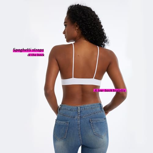 Image of Seamless Bra for Women Low Back Bralette Wirefree Spaghetti Bra with Padded Removeable