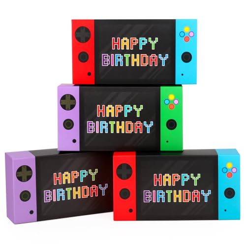 Adecortalk VIDEO GAME PARTY FAVOR BAGS Video Game Party Favor Boxes - 16 Pcs Game On Theme Gifts Boxes For Boys Kids Video Game Birthday Party Decorations Video Game Controller Shape Gift Boxes Supplies Goodie Boxes Supplies Party Supplies cover