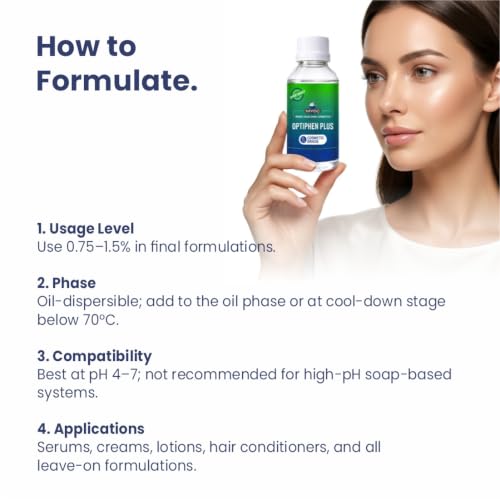 Image of Optiphen Plus Preservative | Natural Preservative for Cosmetics Water Soluble Paraben Free Broad Spectrum Preservative for Lotions Making DIY Products, Serums - 60ml