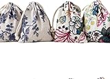 Xiuyong Jutebeutel mit Kordelzug, Blumenmuster, kleine Taschen, Aufbewahrung, Leinen, Schmuckbeutel, Säcke für Valentinstag, Hochzeit, Party, Geburtstag, 20 Stück