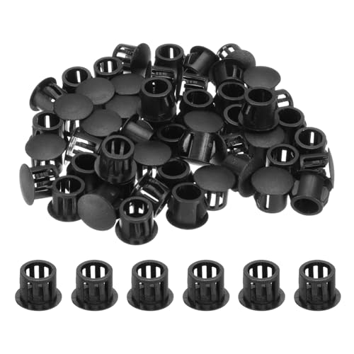 Image of uxcell 100pcs Nylon Plastic Hole Plugs, 2 /5 inch(10mm) Round Drill Screw Hole Plugs Covers Knockout Locking Plastic Plugs Insert End Caps for Kitchen Cabinet Furniture, Black