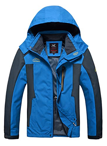 4How Veste Imperméable Homme à Capuche Amovible Blouson Softshell Léger Outdoor Sport Randonnée Camping Voyage Taille L