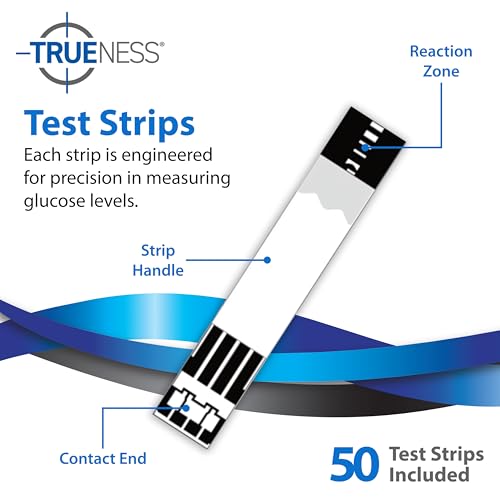 TRUENESS Blood Glucose Test Strips, TRUENESS Family of Self Monitoring Blood Glucose Meters, 50 Count