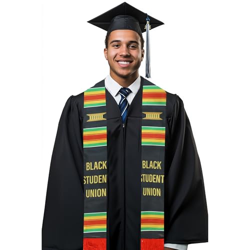 Black Student Union Scarf African American Graduation Stole Scarf with Red Tassels4