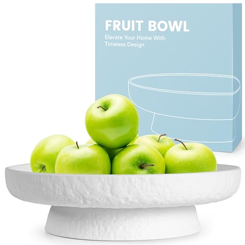 DeNestora Granite Inspired Matte White Fruit Bowl...