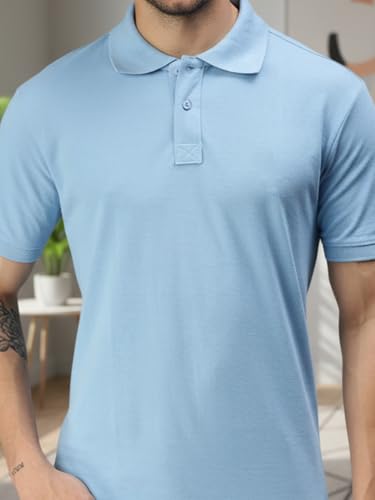 Image of Lux Cozi Men's Cotton Solid Polo Tshirt | Collar Tshirts | Half Sleeves | Stylish & Premium All Day Wear | Pack of 1