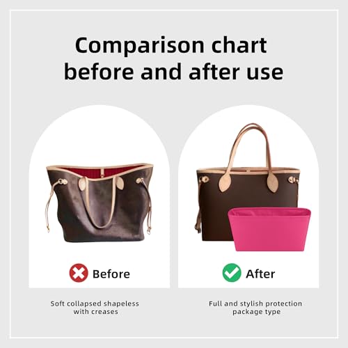Image of DGAZ Purse Organizer Insert Fits Neverfullbag Mini /PM /MM /GM,Silk Bag Organizer,Luxury Handbag & Tote Shaper(MM, Peach Pink)