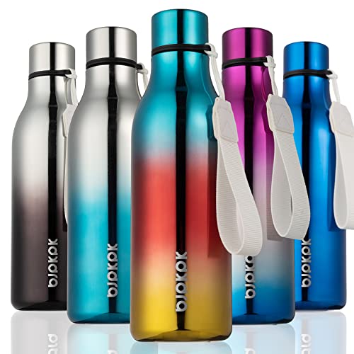 Image of BJPKPK Insulated Water Bottles, 18 oz Stainless Steel Metal Water Bottle with Strap, BPA Free Leak Proof Jugs,Mugs,Flasks, Reusable Thermal Flasks for Sports & Travel, Caribbean Sunrise