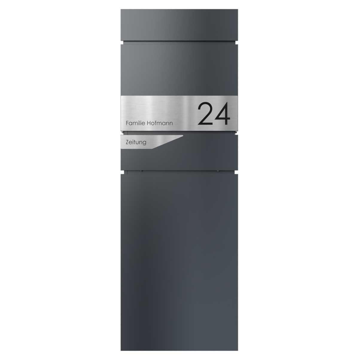Standbriefkasten LESSING Edition mit Zeitungsfach - Design Elegance 1 (RAL 7016 anthrazitgrau)