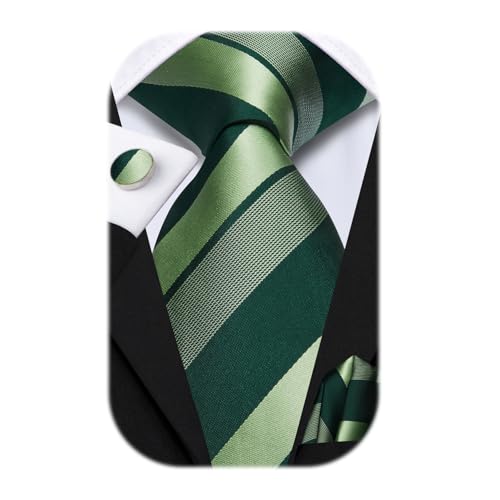 Image of Hi-Tie 70 inches Ties for Men Silk Extra Long Necktie and Pocket Square Cufflinks Set Men Big and Tall Tie Business