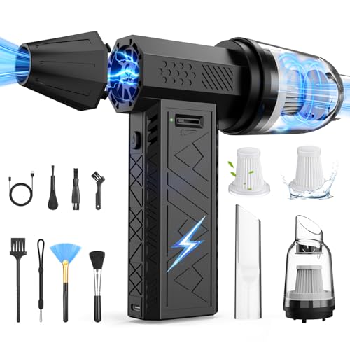 4-in-1 Compressed Air Duster, Mini Vacuum, Air Blower & Pump – 180000RPM Powerful Electric Air Duster, 100-Gear Adjustable Brushless Motor, Dust Blower for Computer, Electronics, Car, Home, Outdoor