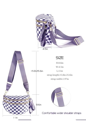Image of FEIBOON Spacious Checkered Nylon Crossbody Bag Bum Bag Handbags Wallets for Women