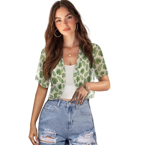 Image of Womens Short Sleeve Bolero Shrug Open Front Knit Cropped Cardigan Shoulder Cover for Dress Cute Casual Knit Cover Up