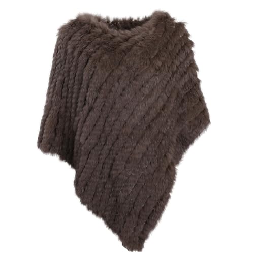 Women's Genuine Natural Rabbit Fur Knitted Pullover Poncho Lady Luxury Shawl Wedding Party Cape Wraps