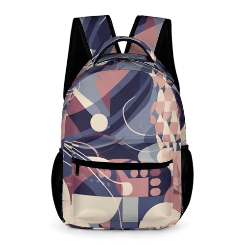 Abstract Geometric Lines Backpack for Travel, Ultra Durable Small Bookbag Lightweight Daypack for Women Men