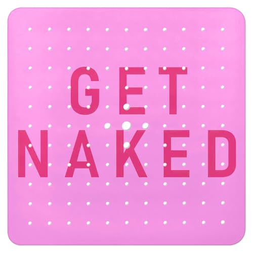 Bathtub Mat Non Slip, Get Naked Square Bath tub Mat Shower Floor Mat with Suction Cups for Adults Kids Elderly 21 X 21 Inch