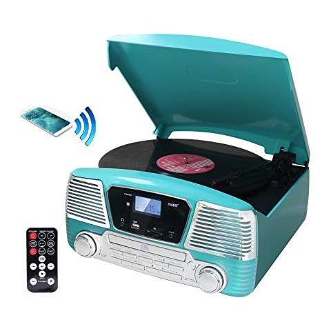 TechPlay ODC35BT TR with Bluetooth, 3 Speed Turntable Programmable MP3 CD Player, USB/SD, Radio & Remote Control Cover