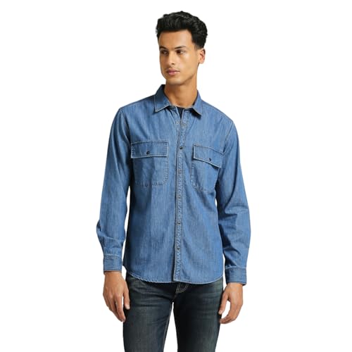 Image of Pepe Jeans Men's Cotton Solid Regular Fit Shirt