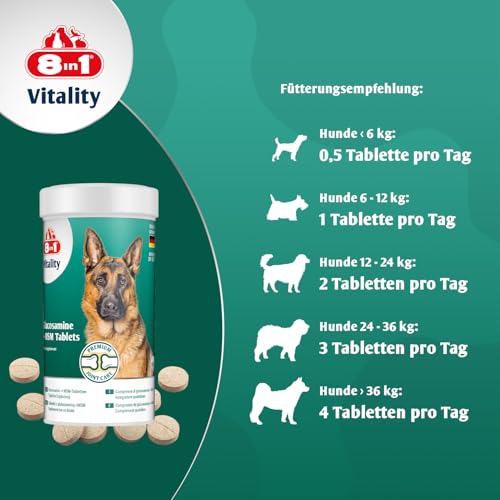 8in1 Glucosamin Tabletten mit MSM - zur Nahrungsergänzung bei ausgewachsenen und älteren Hunden, 1 Dose (55 Tabletten)