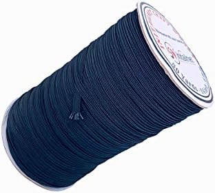 INITAILNET Black ¼ INCH Braided Elastic Band – HIGH-Quality Polyester Fabric for Sewing, Binding, & DIY Accessories – Easily Machine Washable & Resistant to Fading – Durable Knitting Cord (50 Yards)