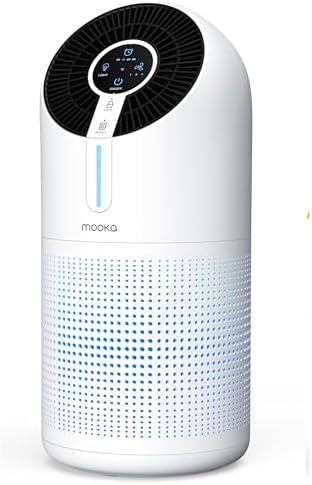 MOOKA Air Purifiers for Home Large Room up to 1095ft², H13 HEPA Filter Air Cleaner for Pets Bedroom Remove Smoke Dust Pollens Dander, Room Air Purifier with Timer Lock 4 Modes Night Light, M02