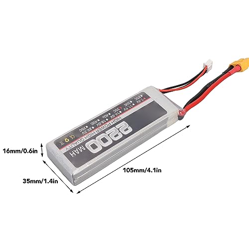 7,4 V 2S 2200 MAh 35 C LiPo-Akku, Hochleistungszellen, Langlebig und Stabil, Ideal für RC-Flugzeuge (XT60-Stecker)