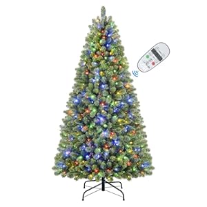 SHareconn 6ft Prelit Premium Artificial Classic Spruce Christmas Tree with Remote Control,Timer, and 330 Warm White & Color LED Changing Lights, 952 Branch Tips, Perfect Choice for Xmas Decoration6 FT