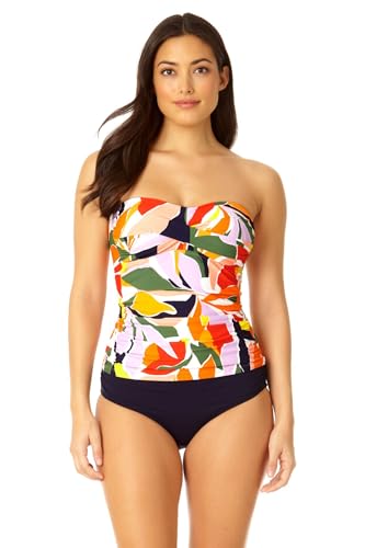 Image of Anne Cole womens Front-shirred Bandeau One-piece Swimsuit One Piece Swimsuit