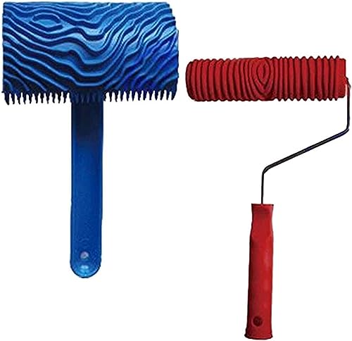 Paint Rollers，Facade Roller， Imitation Wood Pattern Tool Set Eg300t 7 Inch Rubber Roller + Ms16 Imitation Realistic Wood Grain Tool Wood Grain Coating