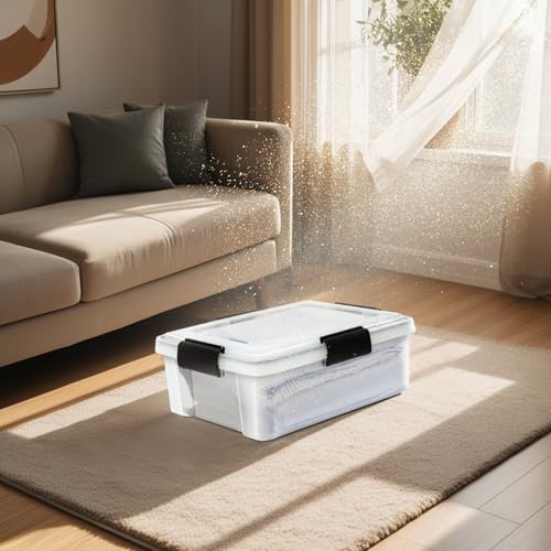 Iris Ohyama Luftdichte Kunststoff-Aufbewahrungsboxen mit Deckel, 30L, 6er-Set, Transparent, Hermetischer wasserdichter Verschluss, Robuste Schnappverschlüsse, Stapelbar, Staubschutz, BPA-frei, AT-LS