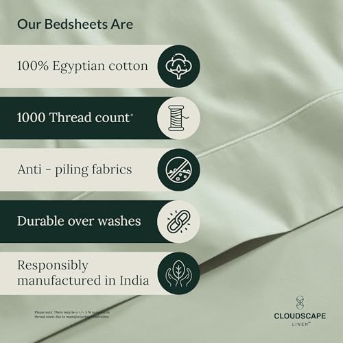 100% Egyptian Cotton Sheets Twin XL Size, 3 Pieces Dorm Essentials Bedding Set, 1000 Thread Count,Hotel Quality, Soft, Breathable and Durable, Deep Pockets up to 16, Mineral
