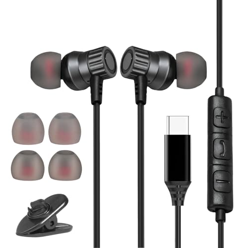 Auriculares USB C con cable, auriculares USB C para Samsung Galaxy S25 Ultra S24 FE S23 S22 A56 A55 A54 A53 A36 A35 A34 A26 A17 A16, auriculares tipo C para iPhone 17 Air 16 16e 15 Pro Max Plus
