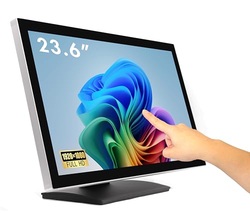 Image of ANGEL POS 23.6 inch Commercial Grade Metal Housing Capacitive LED Capacitive Multi-Touch HDMI VGA Monitor 16:9 Display 1920 x1080, Splash Proof Touchscreen, Industrial, Office, Retail, Restaurant