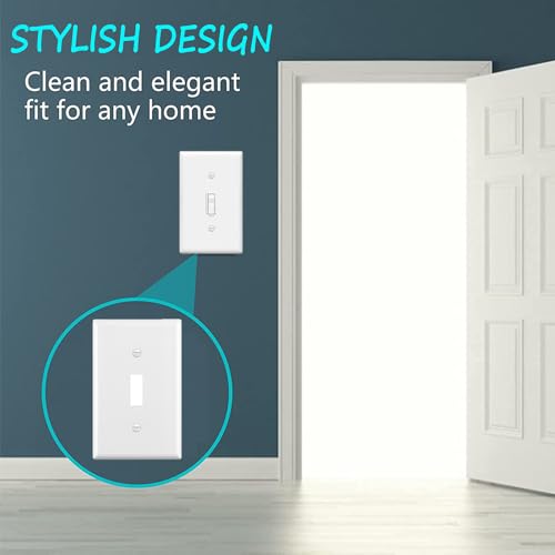Light Switch Cover Plate,Toggle Light Switch Wall Plate,Toggle Wall Plate Cover,Standard Size 1-Gang 4.50" x 2.76",Unbreakable Polycarbonate Thermoplastic,UL Listed (12 Pack, Glossy White) by Snnalosses - Image 7