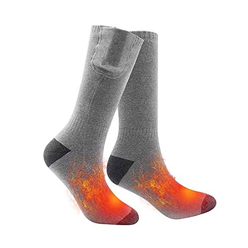 Heated Socks for Men Women, Rechargeable Washable Electric Heated Socks Battery Heated Socks for Hunting/Camping/Fishing/Cycling/Motorcycling/Skiing (Gray)