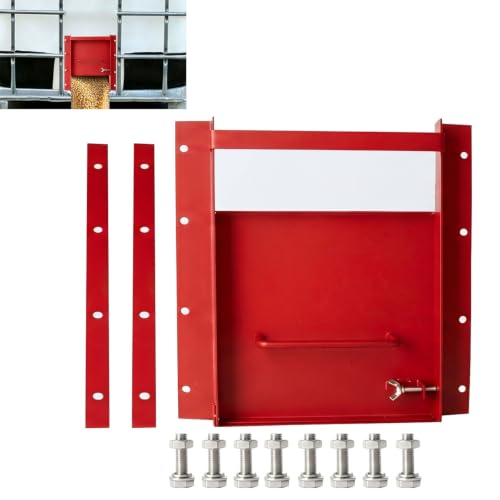 Heavy Duty Sliding Grain Gate Sliding Gate 9 inch x 9 inch Farm Gate Sliding Grain Gate for IBC Tote (red)