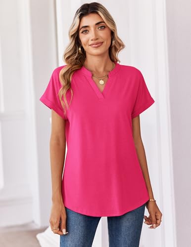 Image of Zeagoo Womens Tops Short Sleeve Summer V Neck Shirts Work Blouses Business Outfits Fashion Clothing