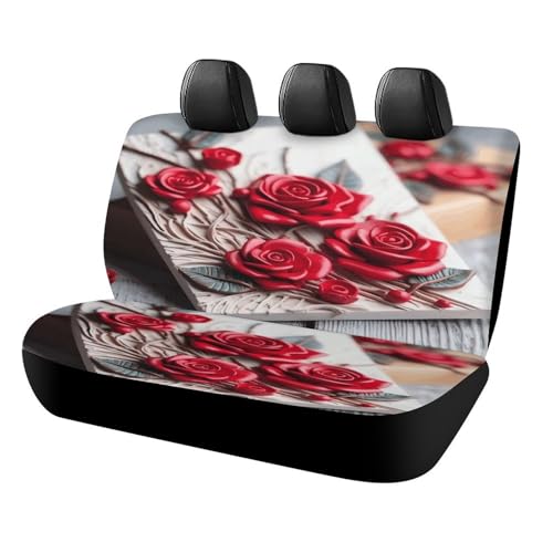 Funda de asiento trasero para coche y SUV, diseño rústico de rosas