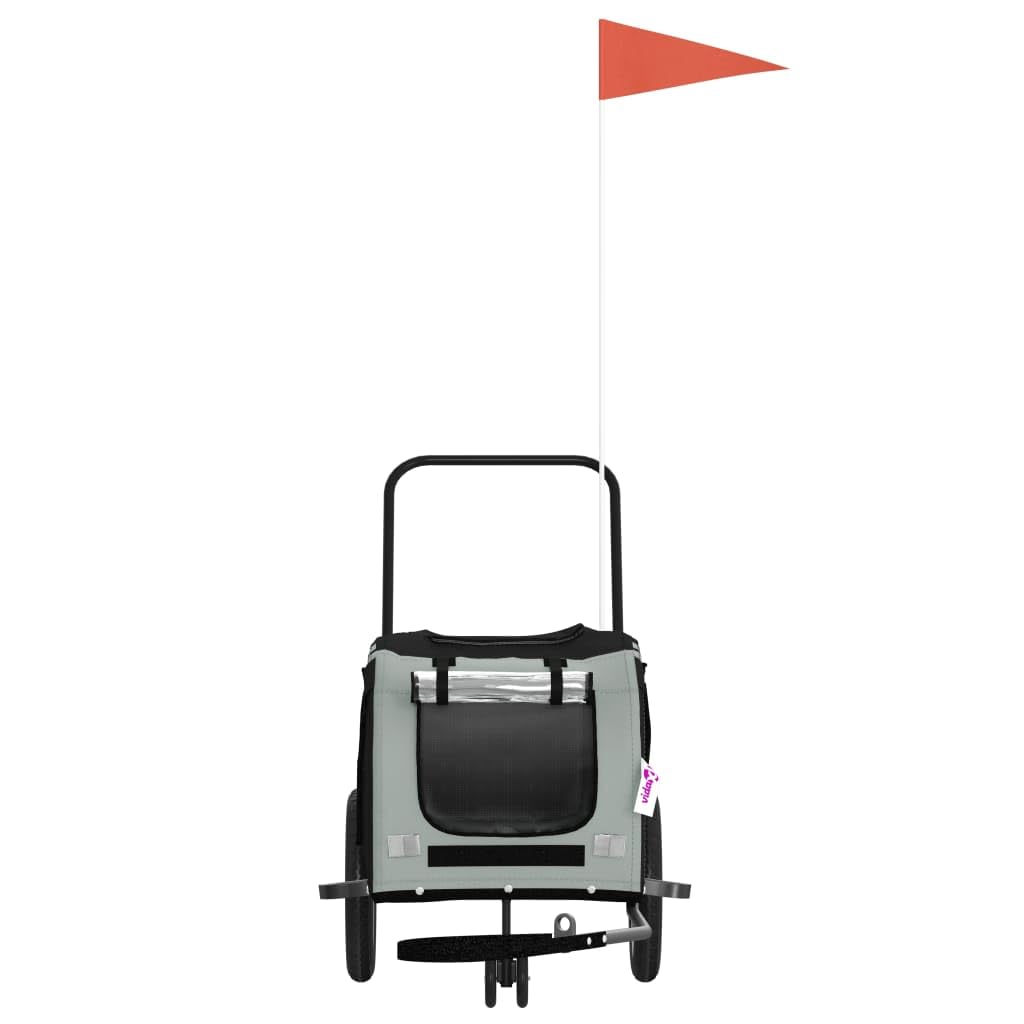 Homgoday Remolque de bicicleta para animales gris y negro Oxford y hierro, mueble carro para perro, carro para bicicleta, carro para perros, transportín perro bicicleta modelo 93888